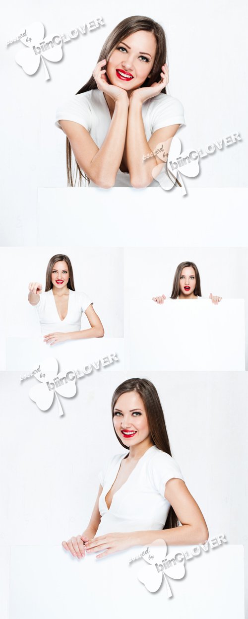 Woman with blank board