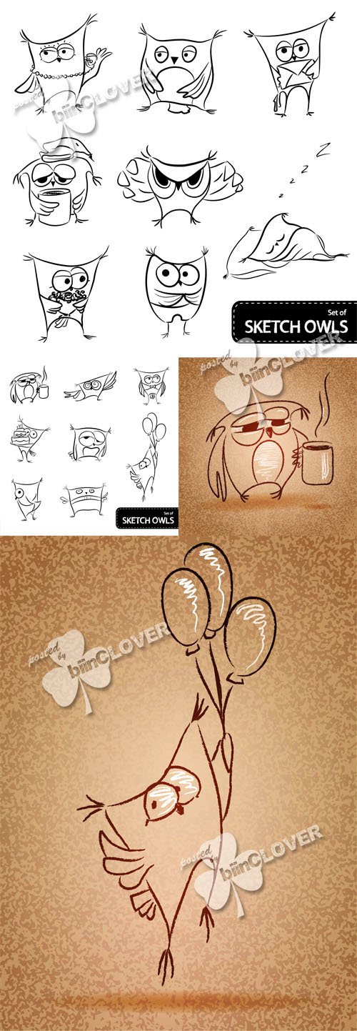 Vector Set of cute owl