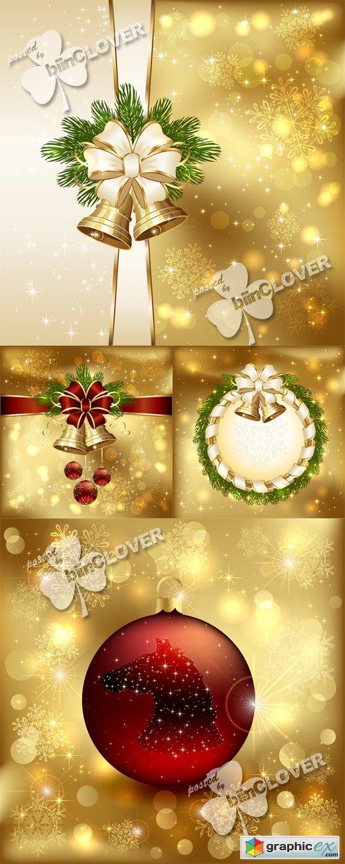 Vector Christmas card with bells 0532