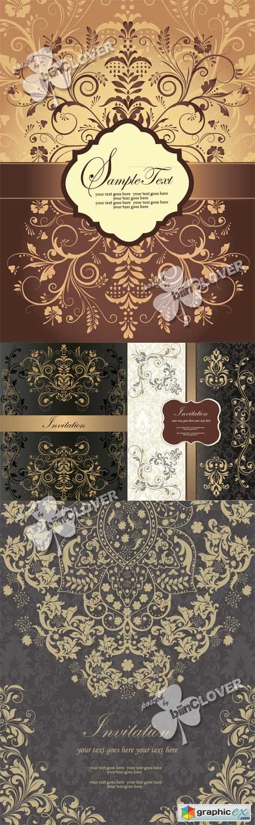 Vector Wedding floral card 0531