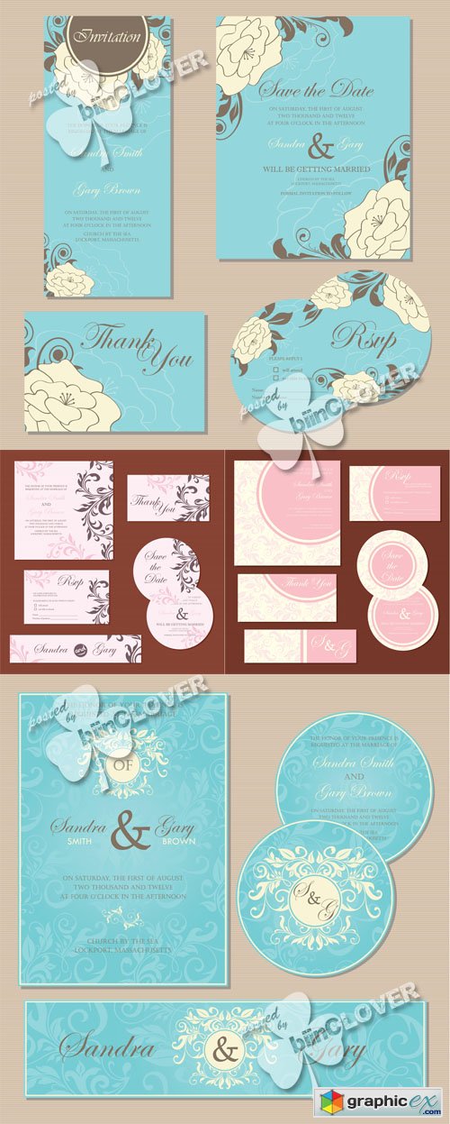 Vector Wedding invitation cards 0526