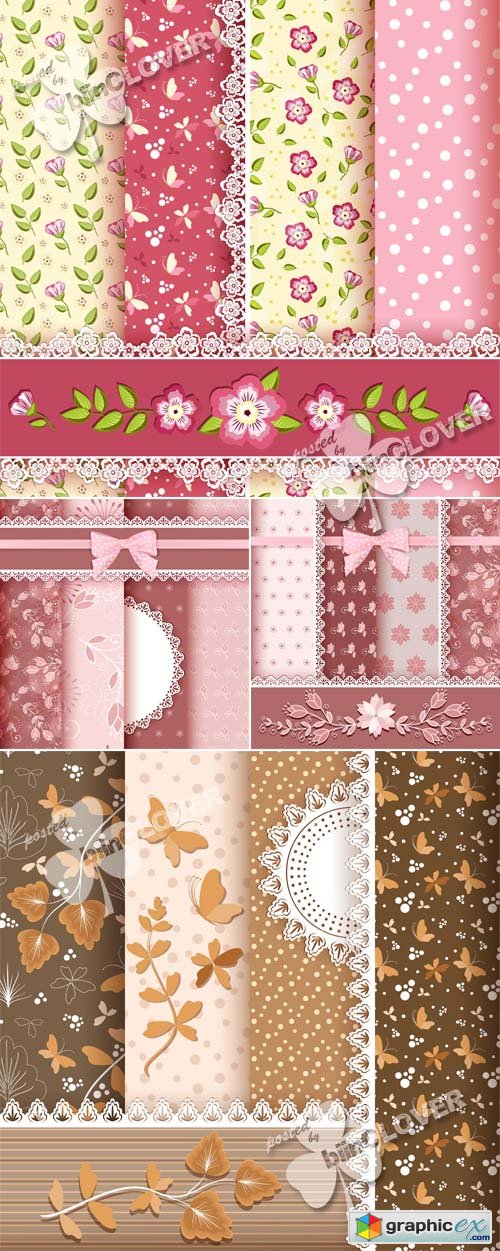 Vector Set of floral seamless pattern 0526