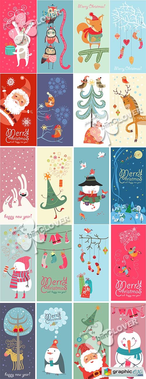 Vector Funny Christmas banners 0520