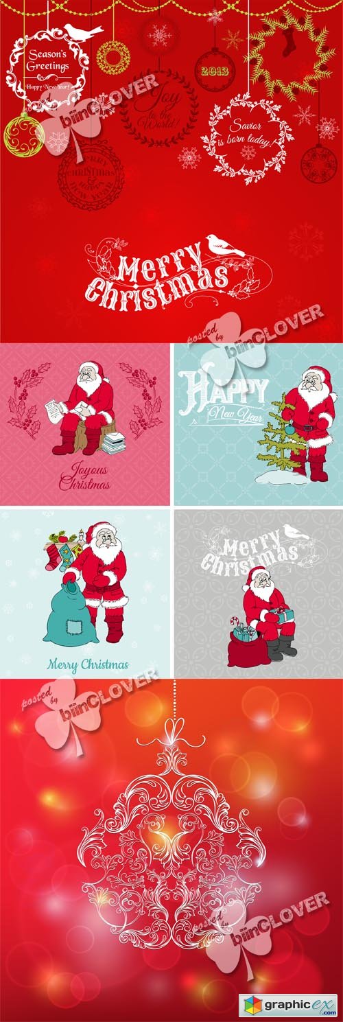 Vector Vintage Christmas Card 0519