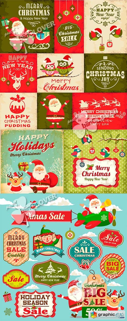 Vector Christmas  cards and symbols 0514