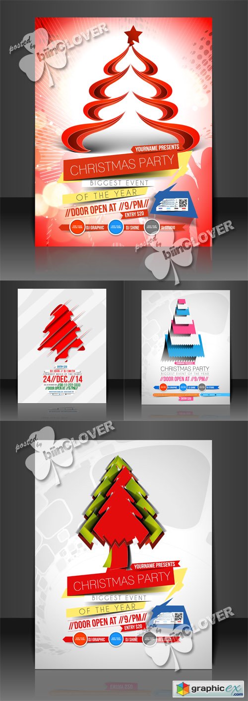 Vector Flyer with Christmas trees 0513