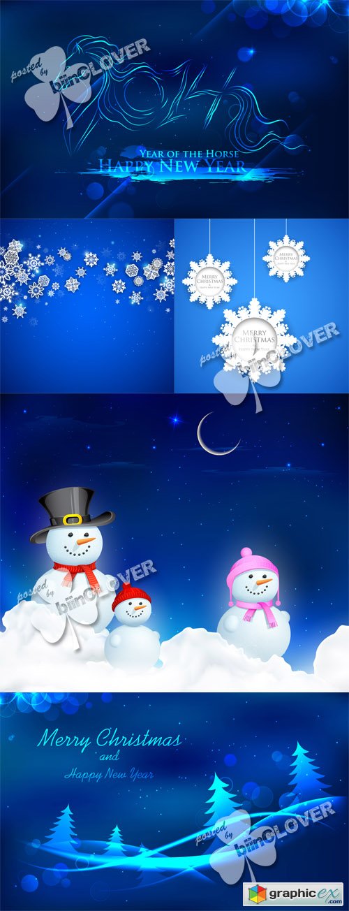 Vector Blue Christmas cards 0511