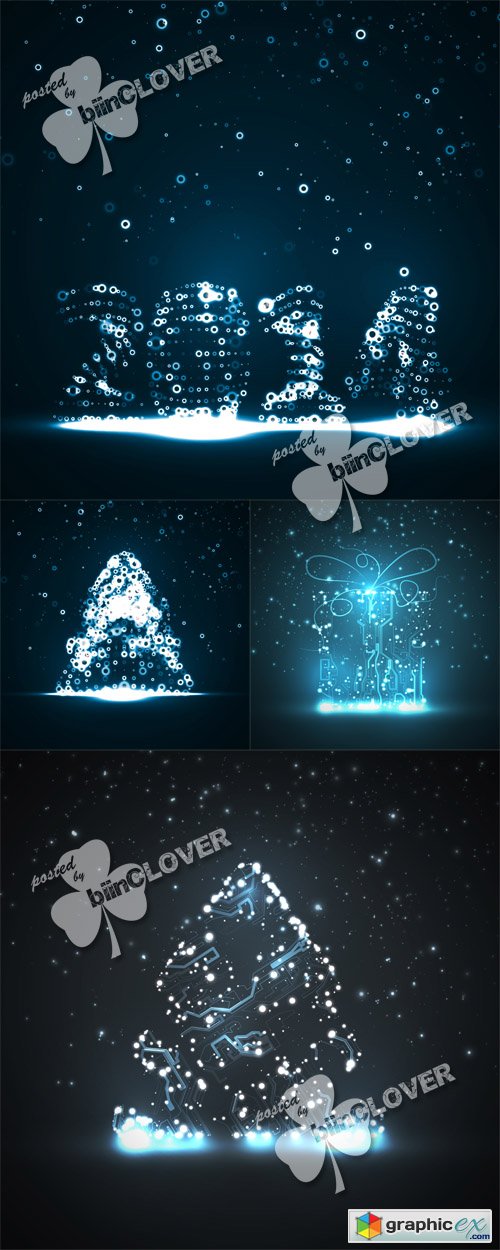 Vector New Year lights illustrations 0510
