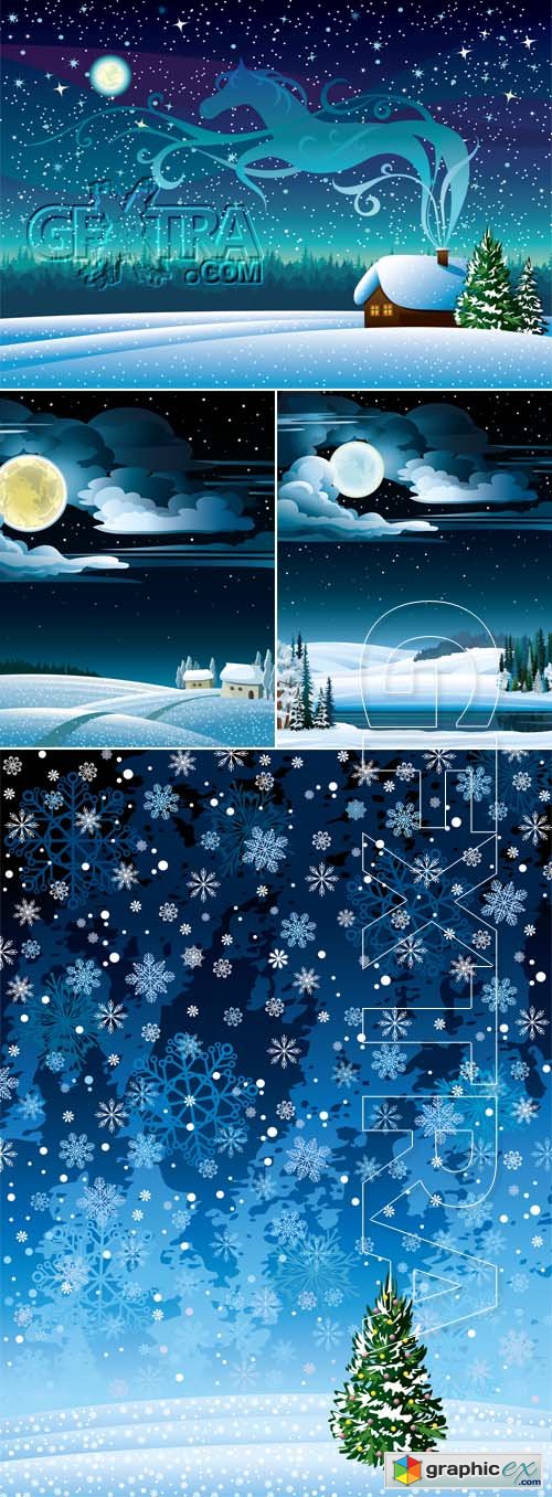 Vector Winter landscape 0507