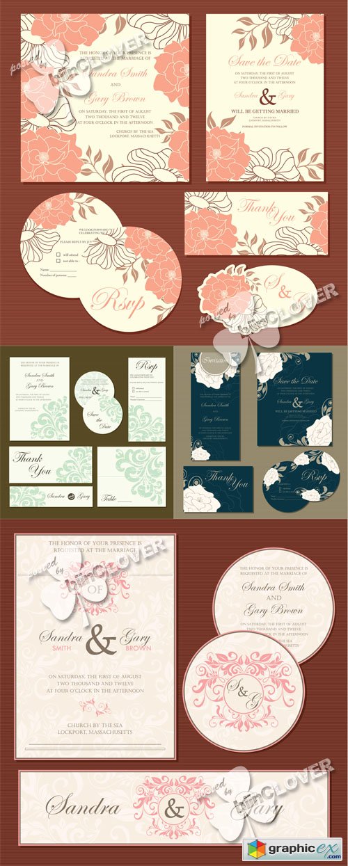 Vector Wedding invitation cards 0506