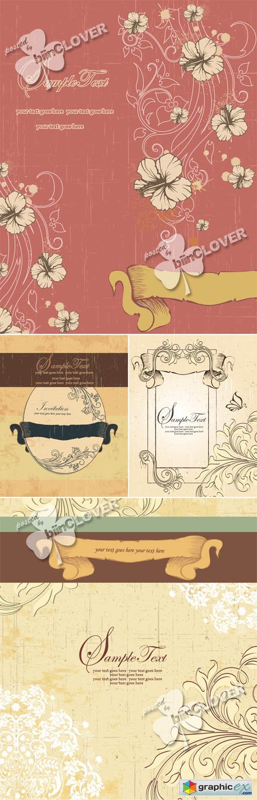 Vector Vintage invitation card 0498