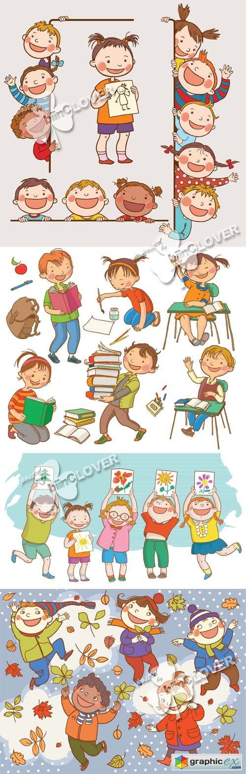 Vector Cute cartoons kids 0497