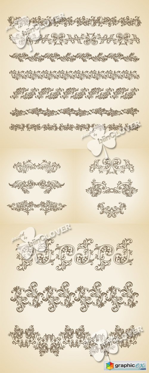 Vector Vintage floral design elements 0497