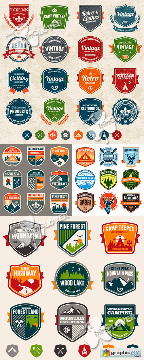 Vector Retro stickers and labels 0495
