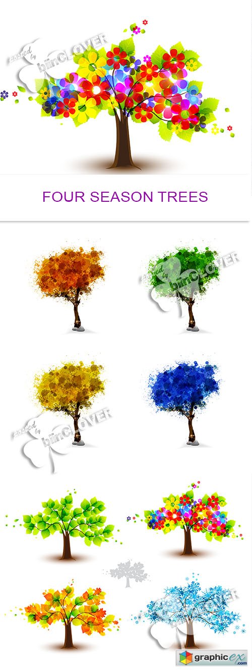 Vector Four season trees 0485