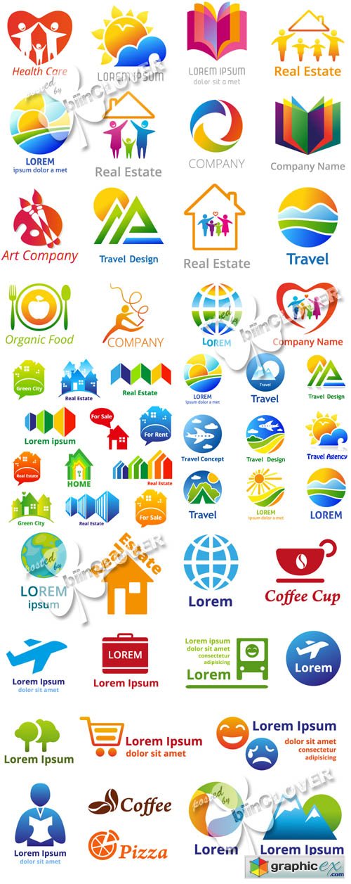 Vector Set of symbols, emblems and icons 0483