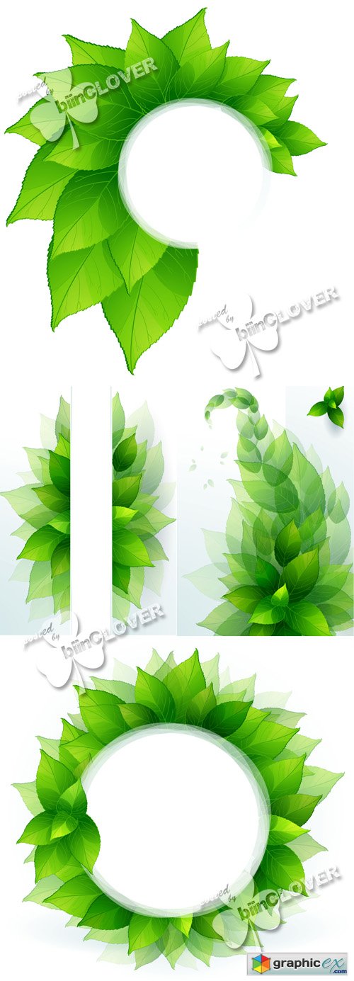 Vector Green leaves border 0480