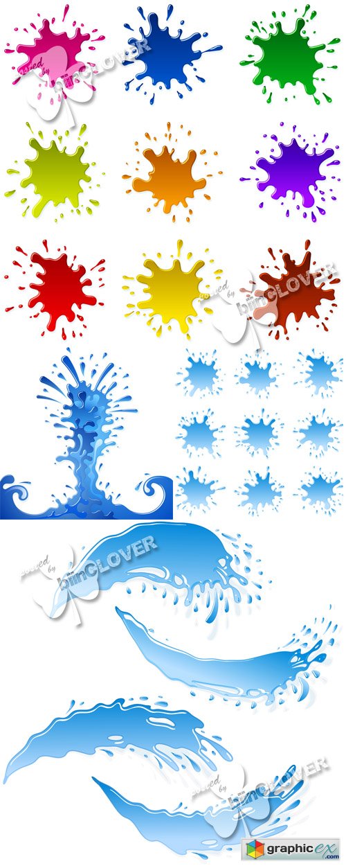 Vector Water blots and splash-sparks 0477