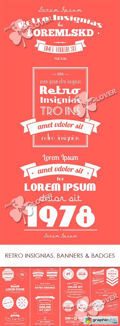 Vector Retro insignias, banners and badges 0472