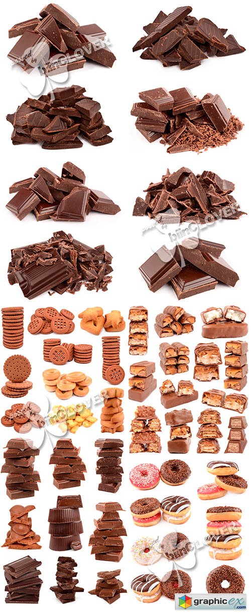 Collection of chocolate, cookies and donuts 0470