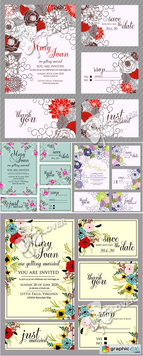 Vector Wedding invitation 0468