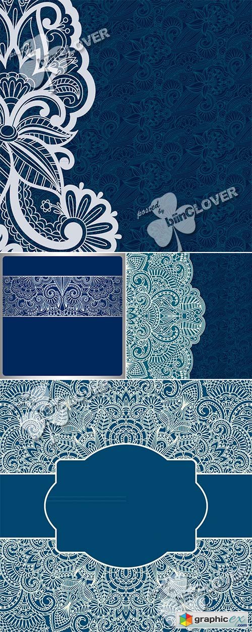 Vector Vintage invitation card with lace 0467
