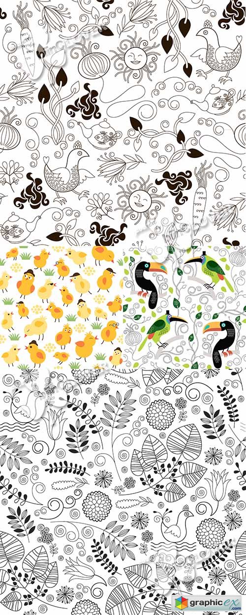 Vector Funny seamless floral pattern 0467