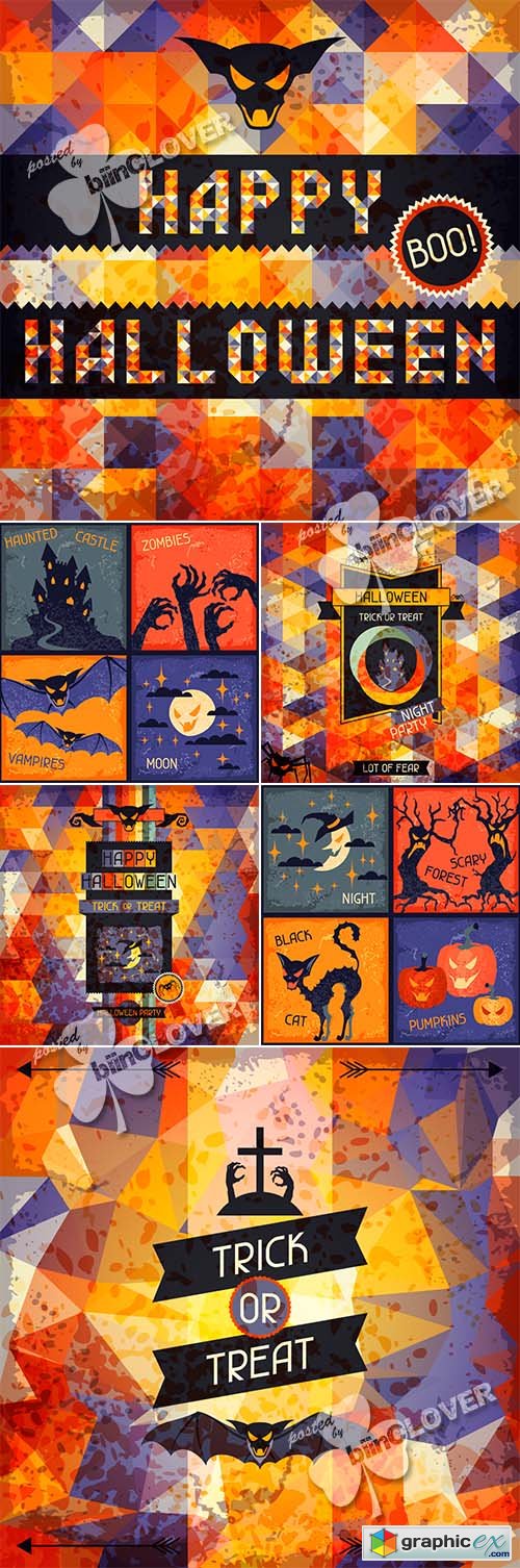 Vector Happy Halloween background 0466