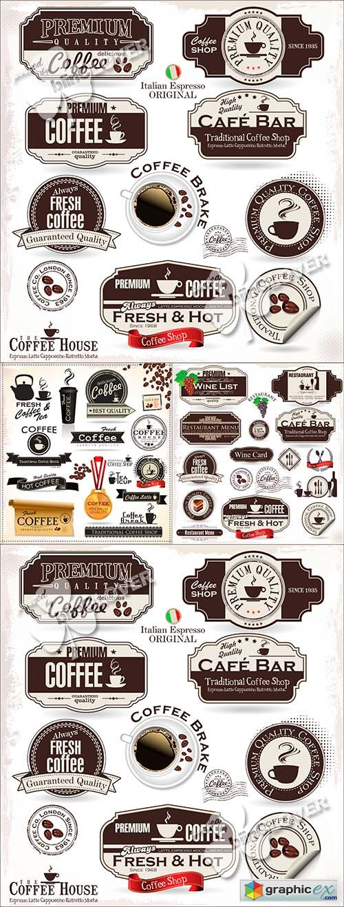 Vector Label set for restaurant and cafe 0466