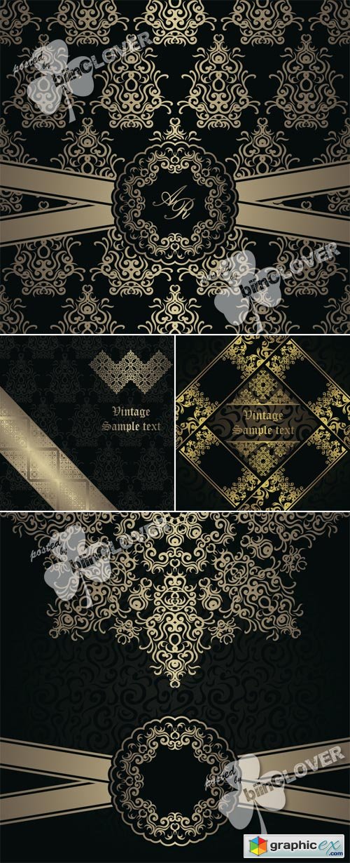 Vector Vintage invitation cards 0466