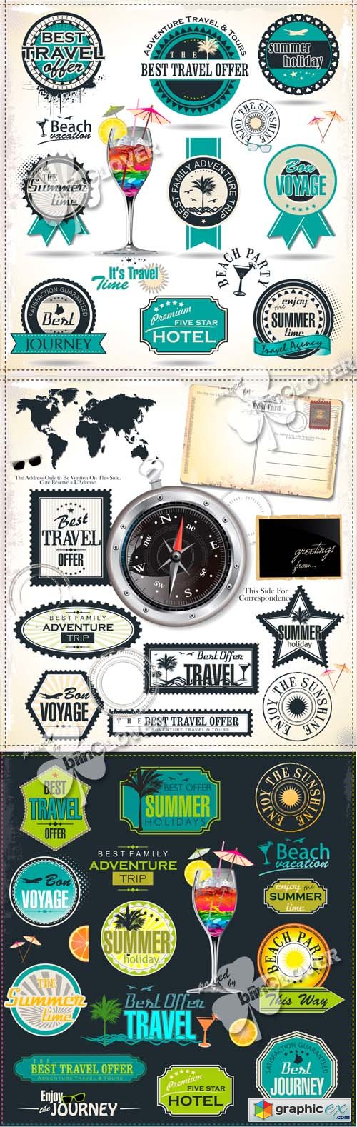 Vector Summer stamps and labels 0461