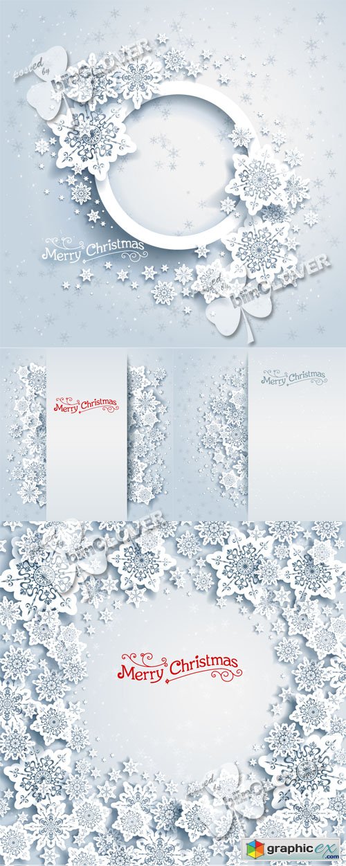 Vector Winter 3D paper background 0459