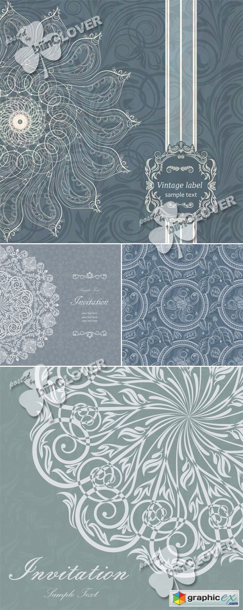 Vector Vintage invitation cards 0458