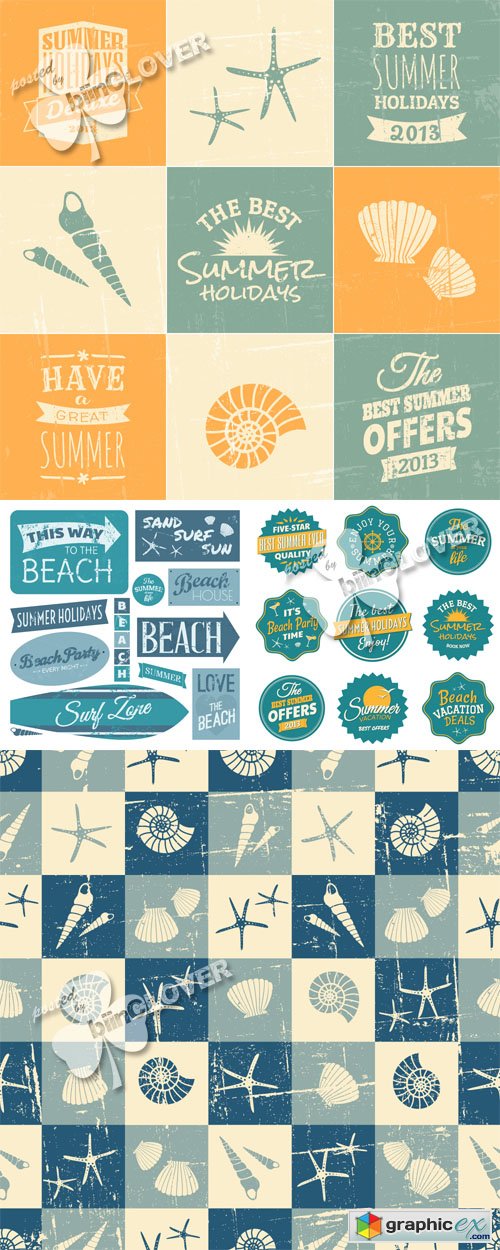 Vector Vintage design elements for summer 0457