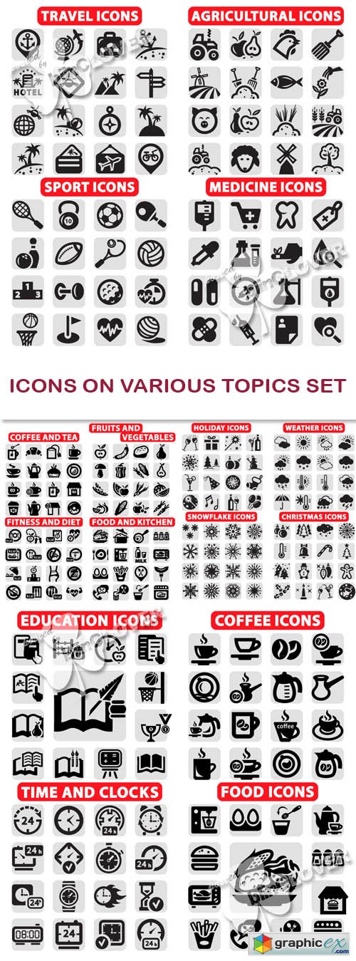 Icons on various topics set 0457