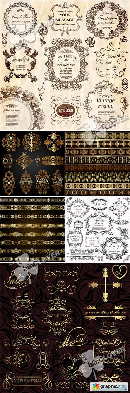 Vector Vintage design elements, frames and borders 0454