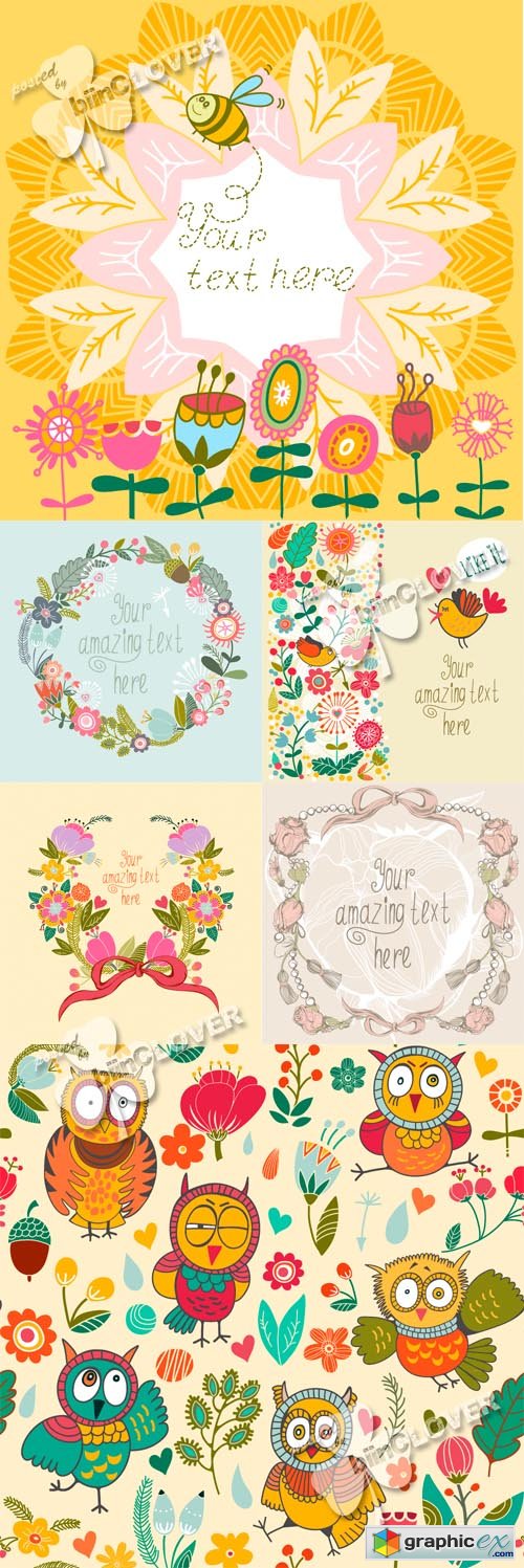 Vector Summer bright floral background 0454