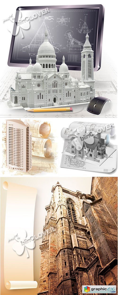 Vector Background with 3D building model 0453