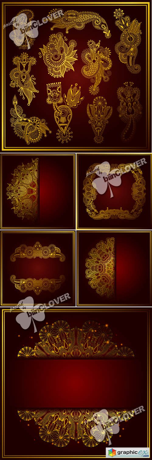Vector Gold ornamental floral pattern 0453