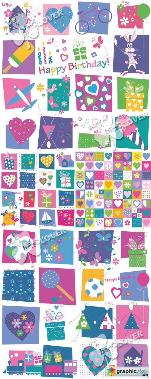 Vector Gifts hearts flowers and birthday 0552