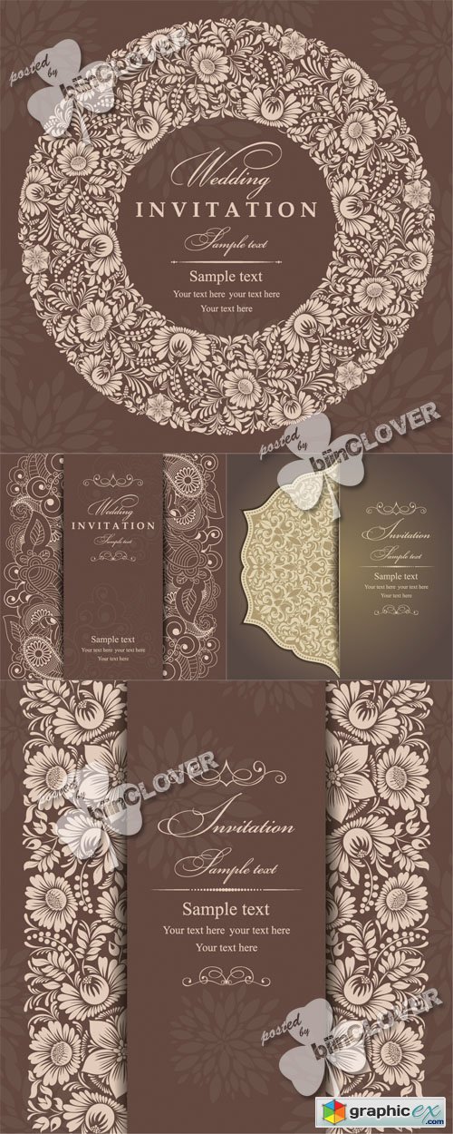 Vector Elegant invitation cards 0451