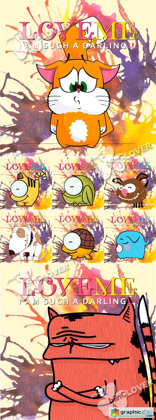 Vector Illustration of funny cartoon animals 0447