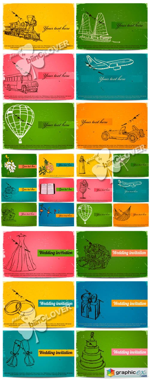 Vector Set of vintage business cards 0447
