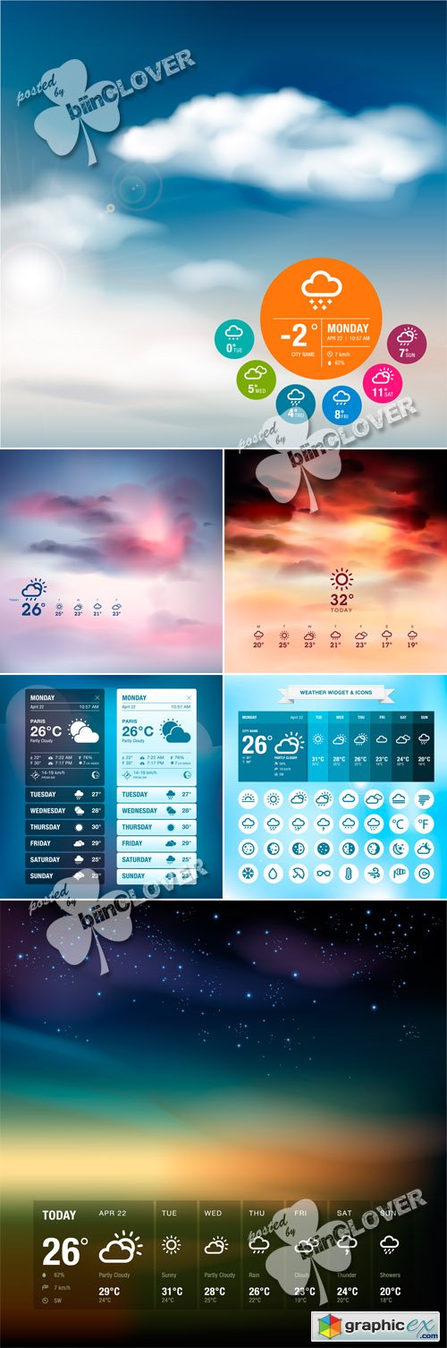 Vector Weather widget template 0447