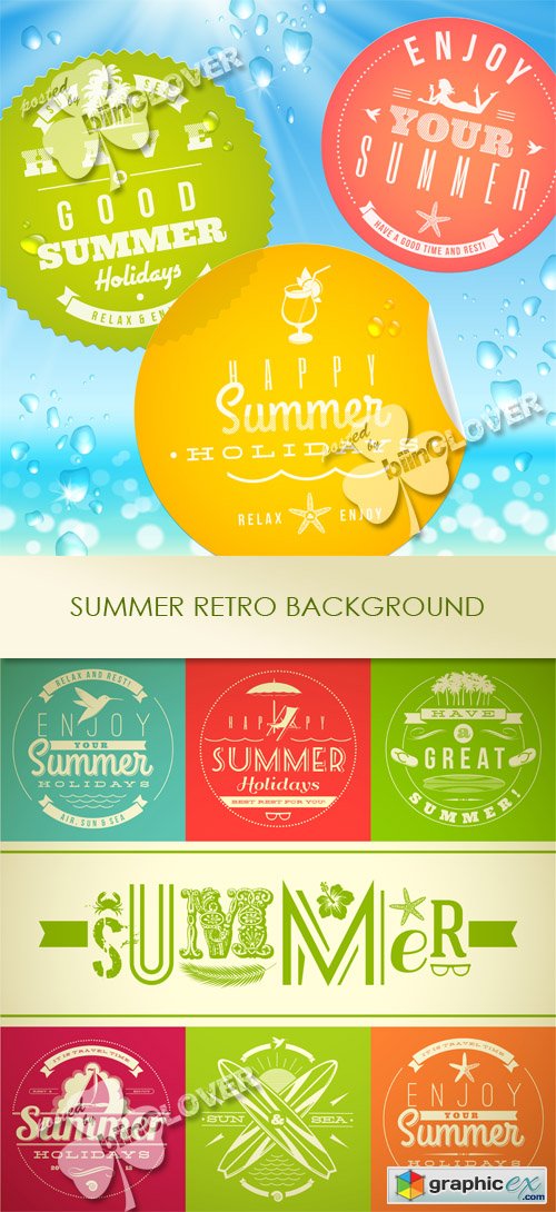 Vector Summer retro background 0445