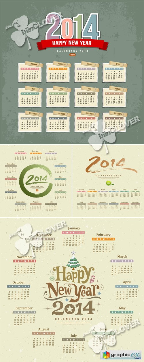 Vector 2014 calendar design 0444