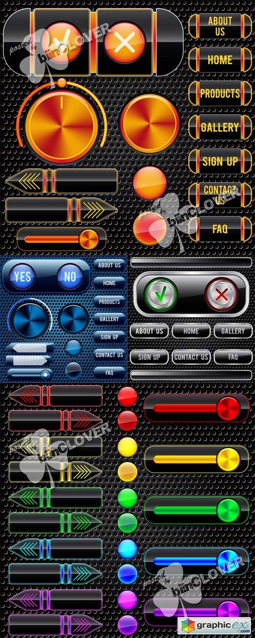 Vector Glass buttons set 0443
