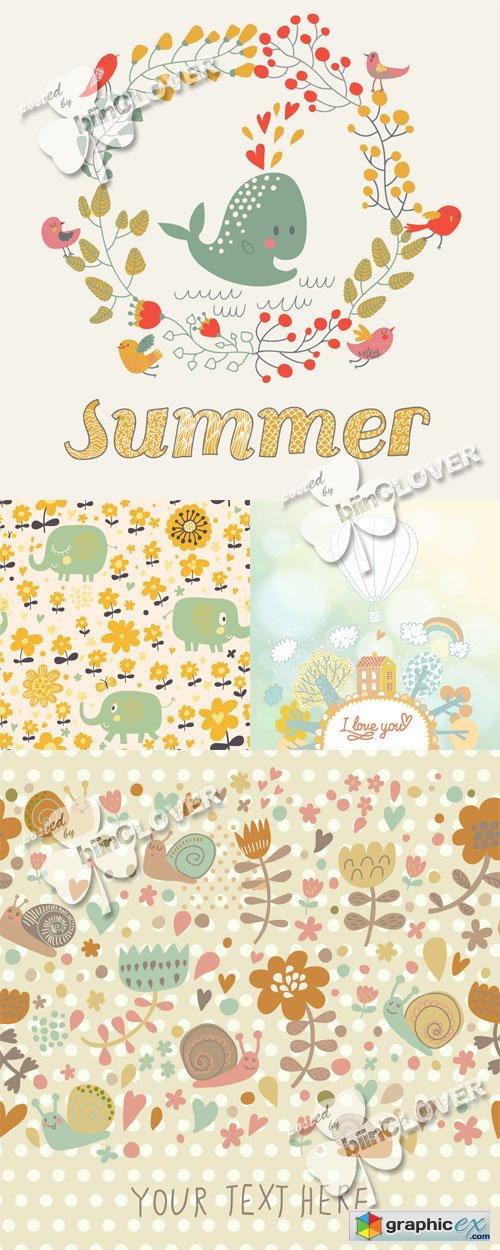 Vector Cute summer background 0443
