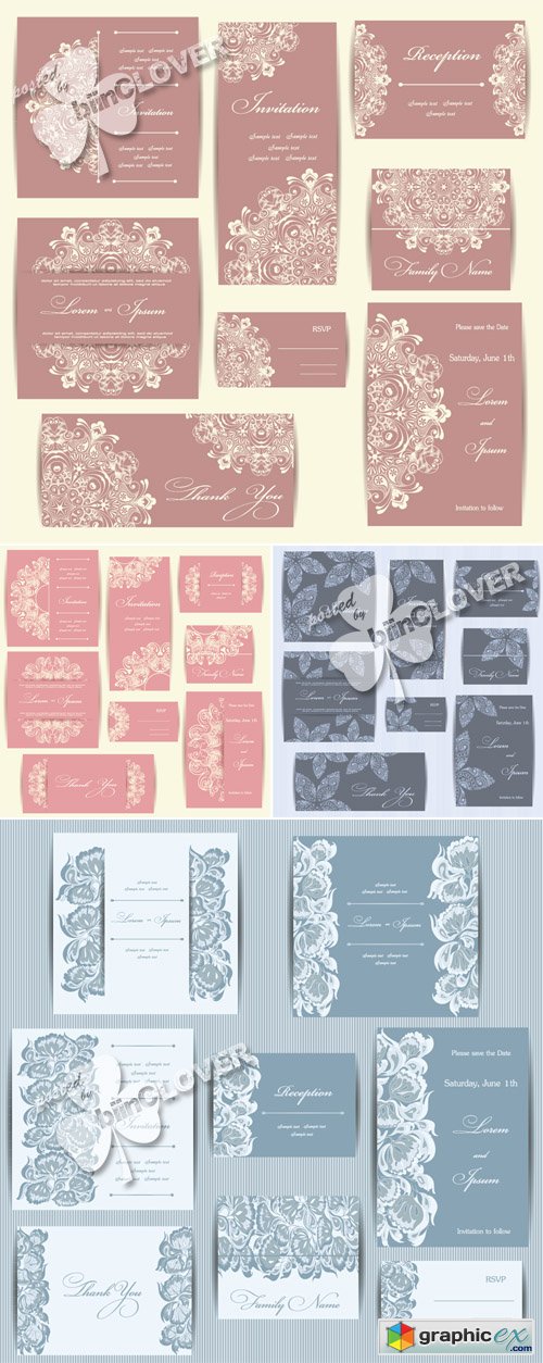 Vector Wedding invitation cards 0422