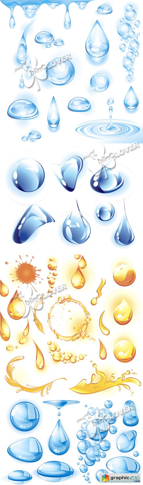 Vector Set of water drops 0431